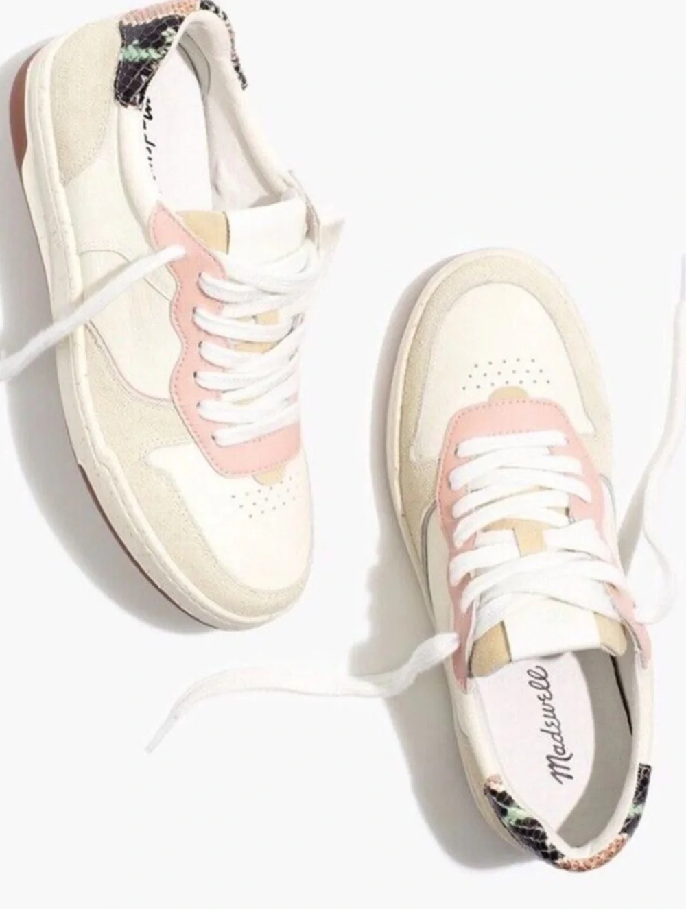 Madewell Women’s Court Sneakers in Colorblock Suede and Snakeskin-size 7